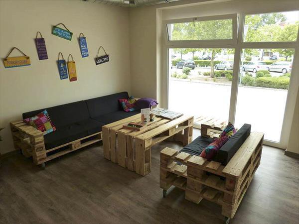 pallet sofa and table